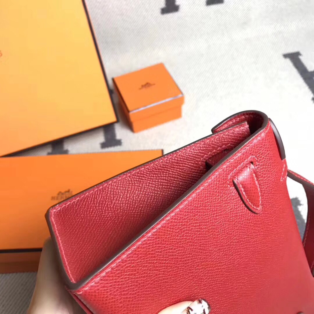 에르메스 미니 켈리백22 루즈그르나 금장 은장 앱송